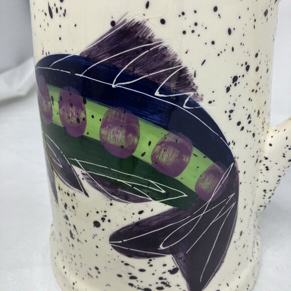 OTAGIRI SHORELINES BY JULIE UELAND 8.5" Earthenware Pitcher Fish ENESCO 1996 - Picture 15 of 15